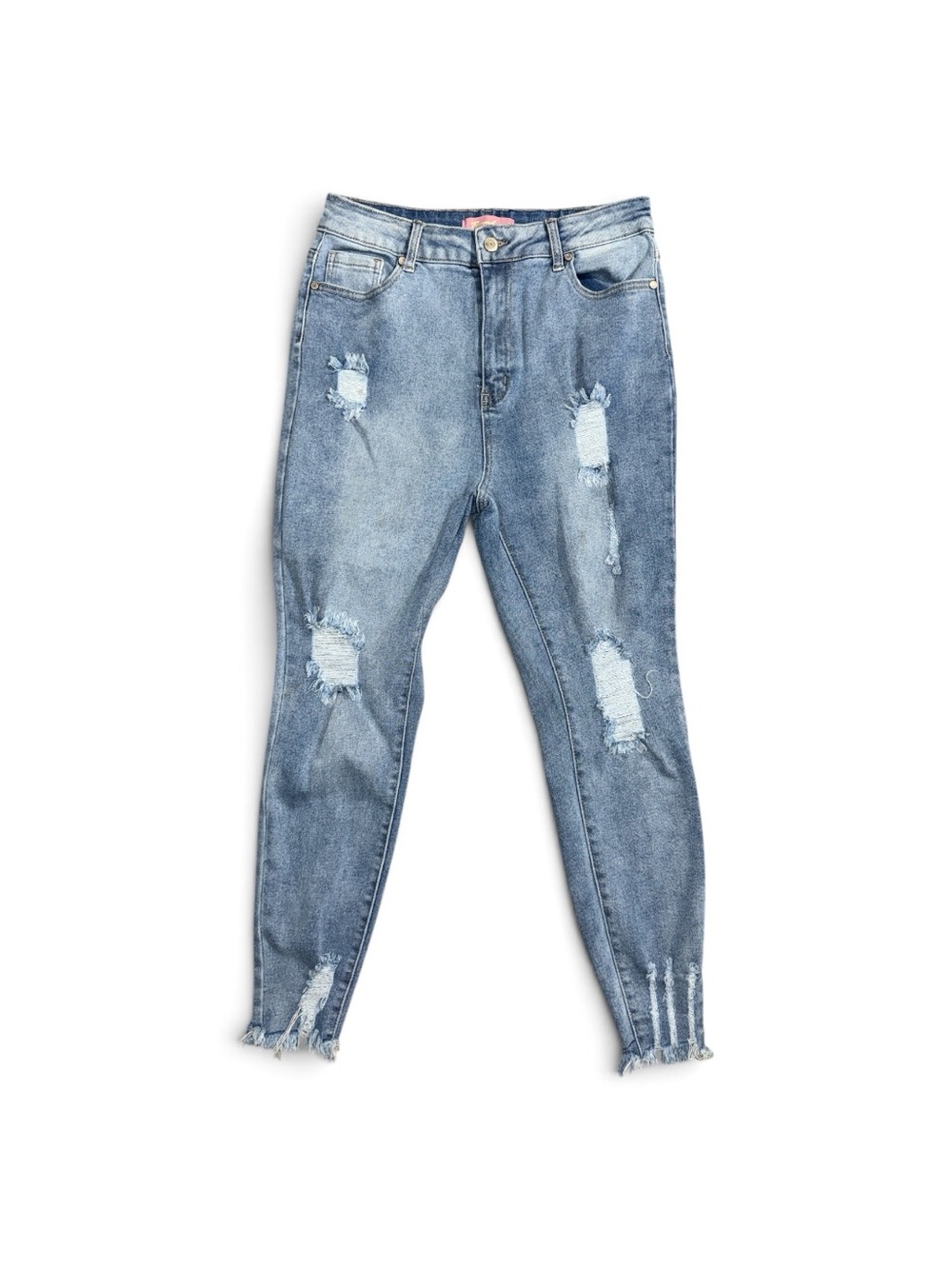 Bamboo 13 Distressed Soft Stretch High Rise Skinny Light Blue Women's Jeans